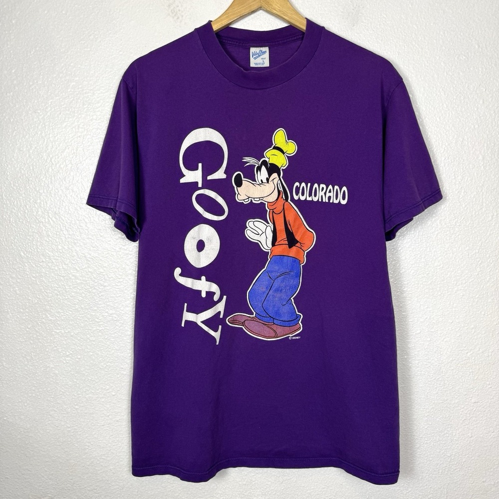 Vintage Disney Goofy T-shirt Velva Sheen Size Large Colorado Tee Shirt‎ Purple